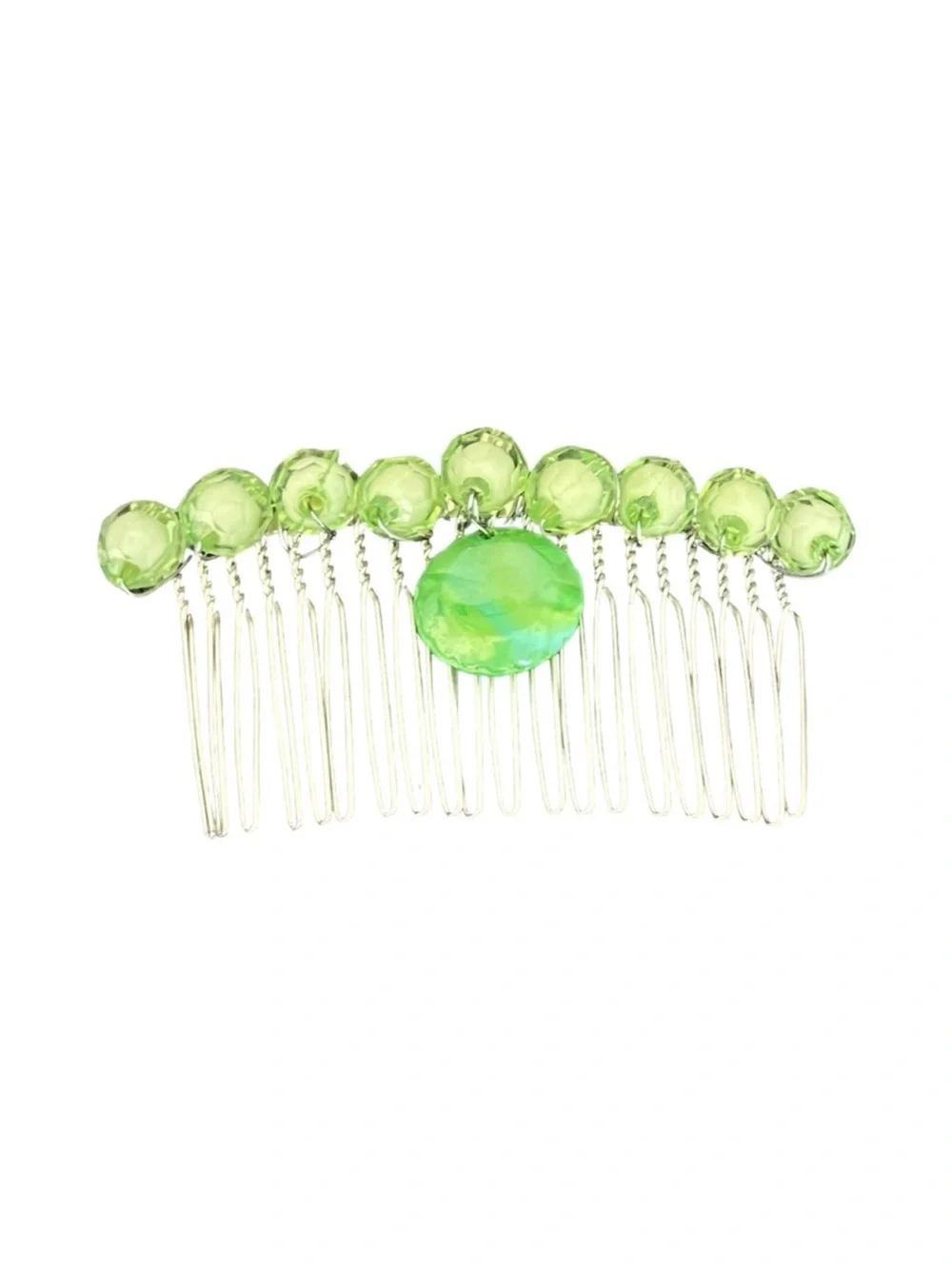 Green Beaded Hair Comb - Decorative Womens Hair Accessory FINAL PRICE DROP